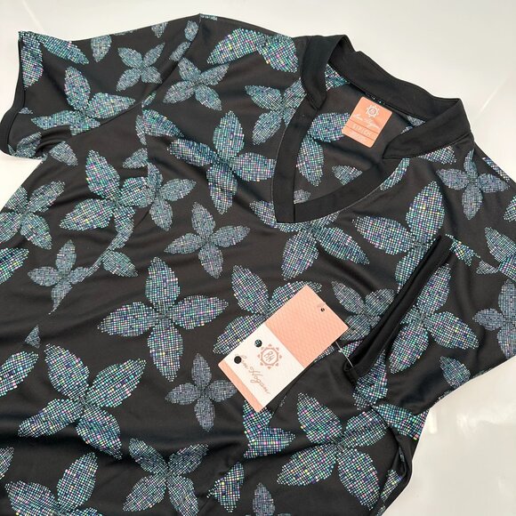 Ben Hogan Women's Pixel Floral UPF 50 Moisture‎ Wicking Golf Sun Dress, Caviar - Picture 1 of 12